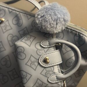 Juicy Couture Blue JC Monogram Tote with Pom & Mini Bag | Y2K Shoulder Bag